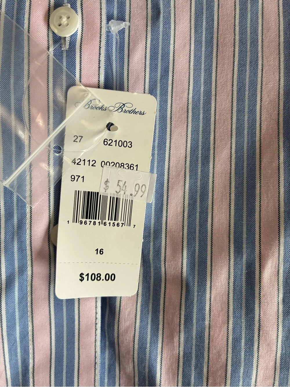 Brooks Brothers Blue and White Vertical Stripe Button-Down Shirt